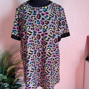 Womens Multicolor Leopard Print Top Large